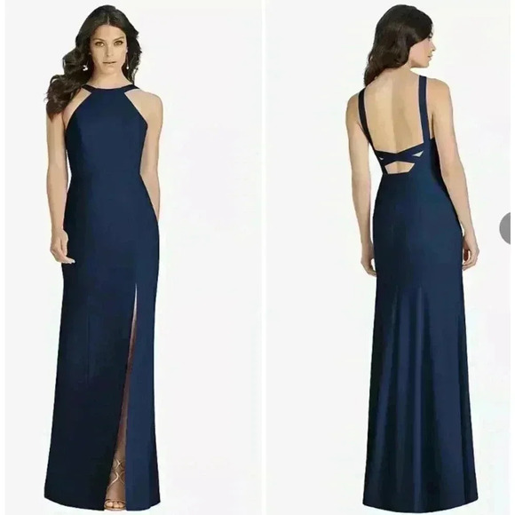 Elegant Navy Maxi Dress by Dessy Collection - Picture 1 of 3